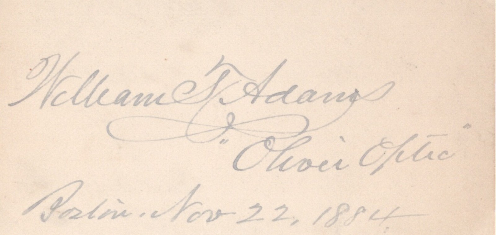 William T. Adams. Oliver Optic. Boys books. Robinson Crusoe, Jr. Signed card COA