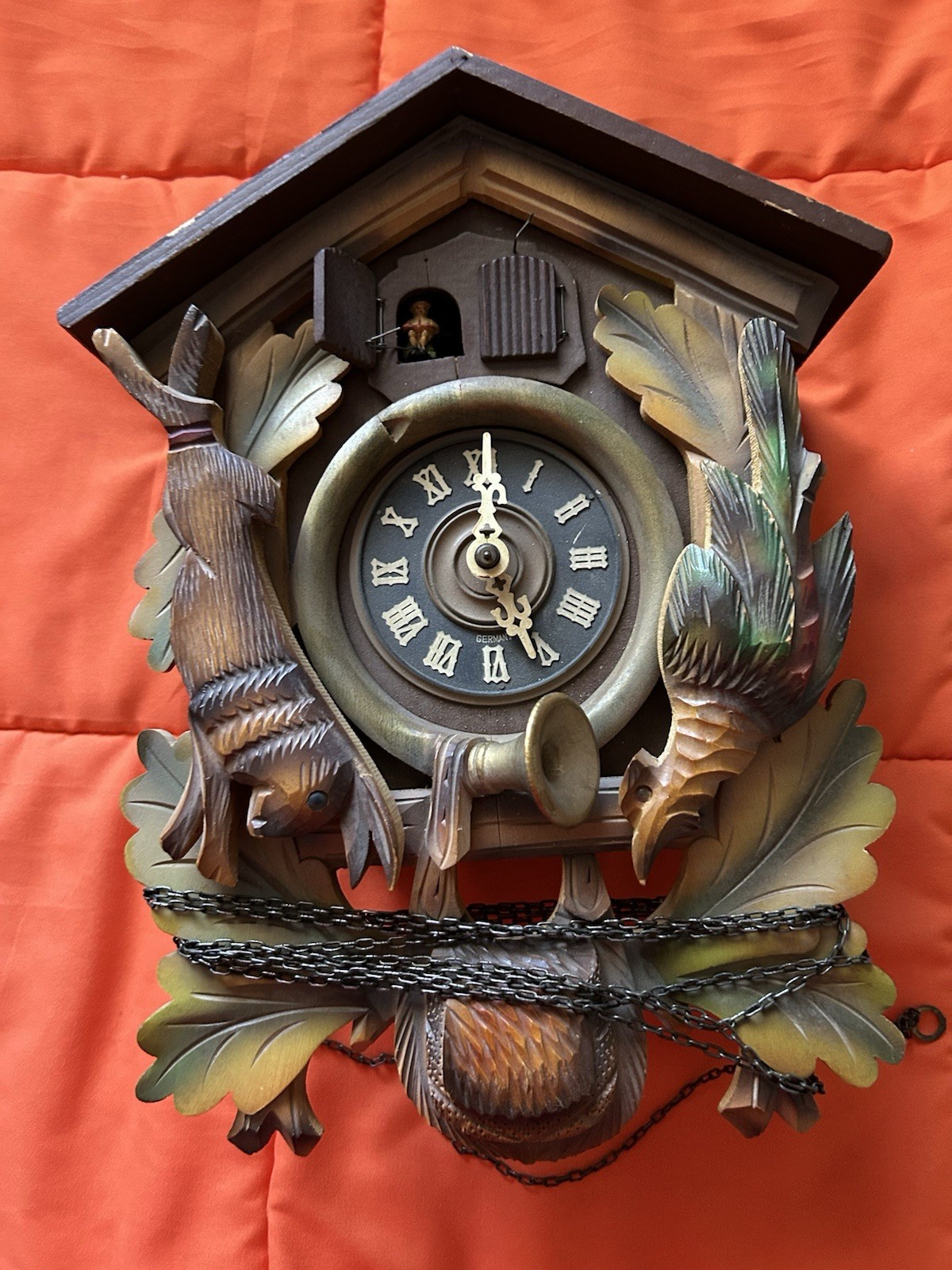 Vintage German Musical Cuckoo Clock Hunting Stag Brahms Lullaby Parts Repair Vintage German Musical Cuckoo Clock Hunting Stag Brahms Lullaby Parts Repair