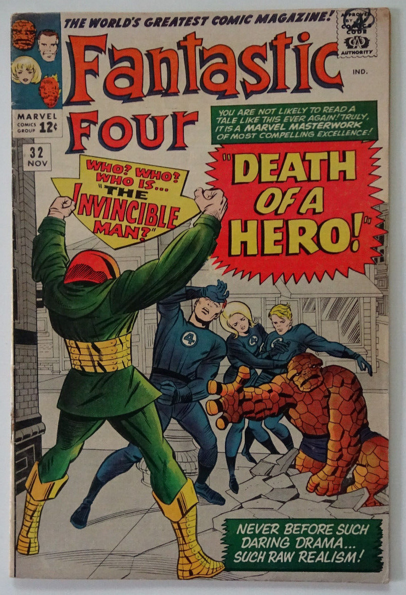 Comic Book- Fantastic Four #32 Kirby/Stone & Lee. Invincible Man 1964