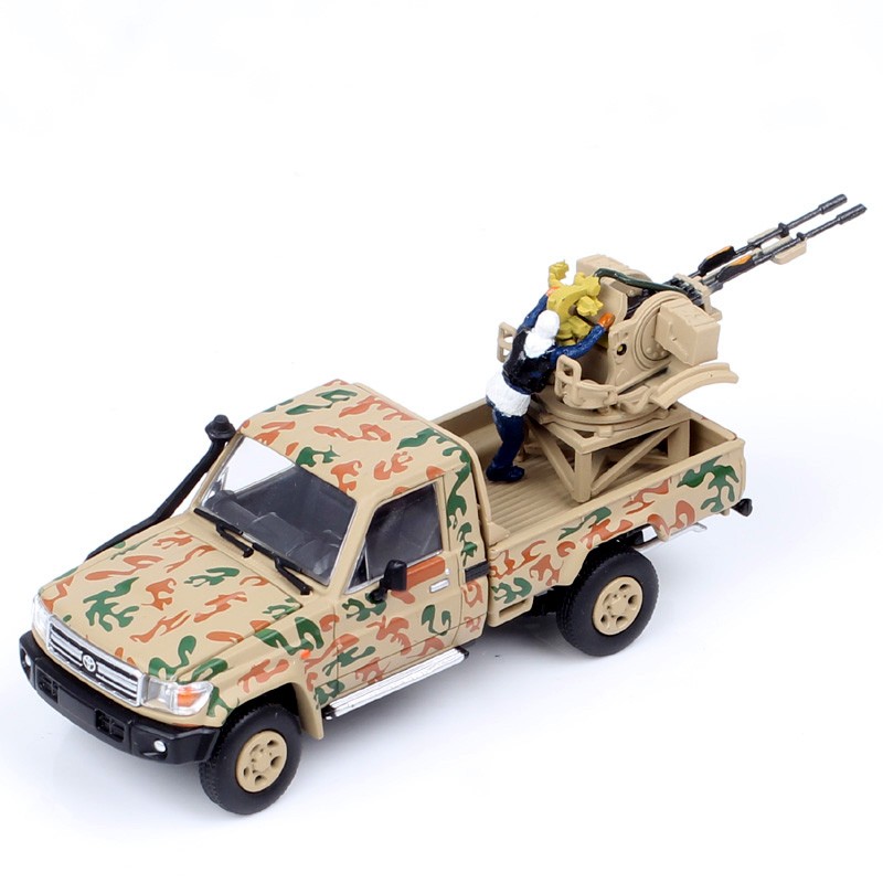 Armed Land Cruiser 79 Military Pickup Truck 1:64 Diecast Model w/ Gun