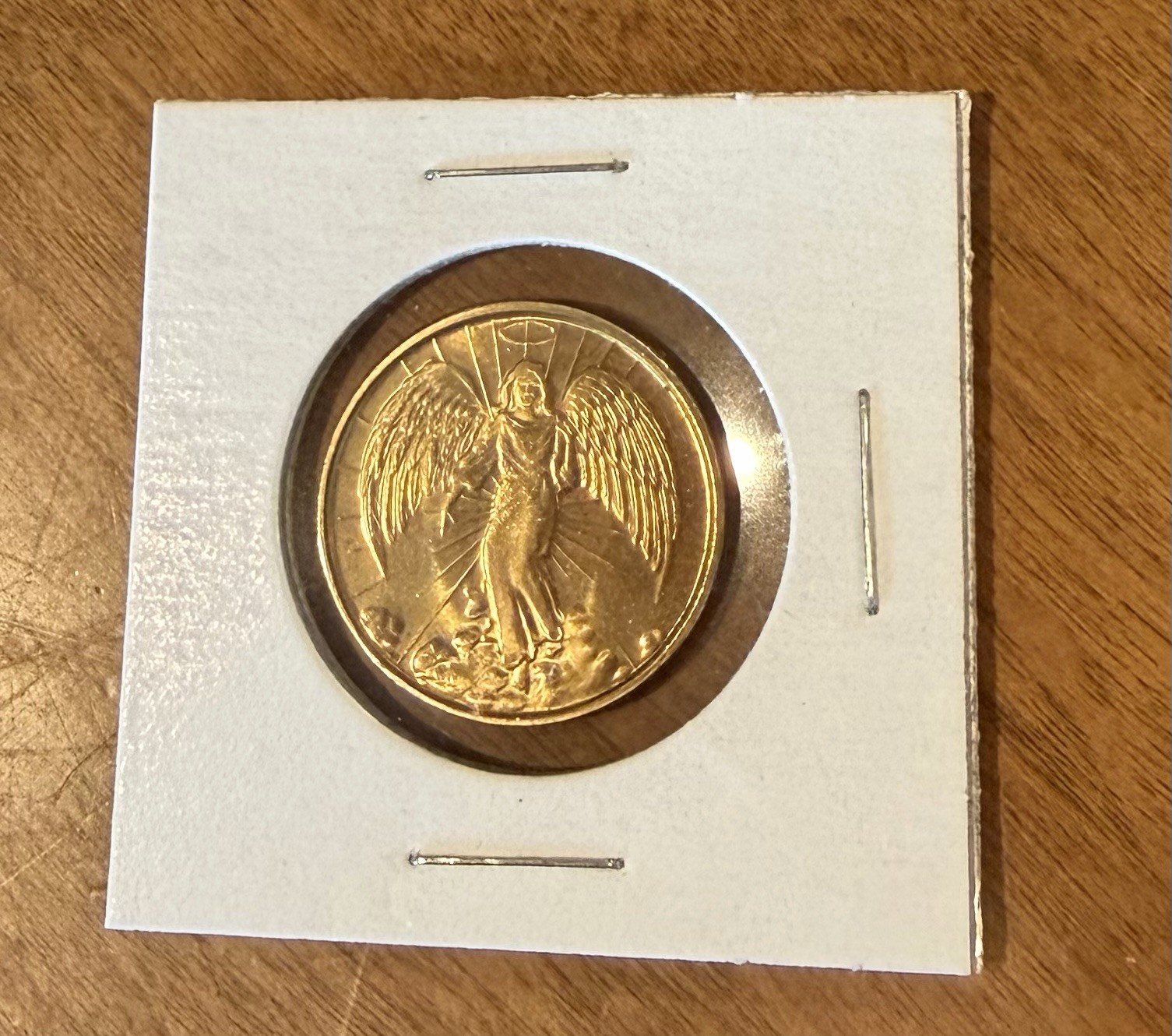 Guardian Angel Lucky Coin ( winged Angel w/ halo) - Gold Toned/Double Sided **