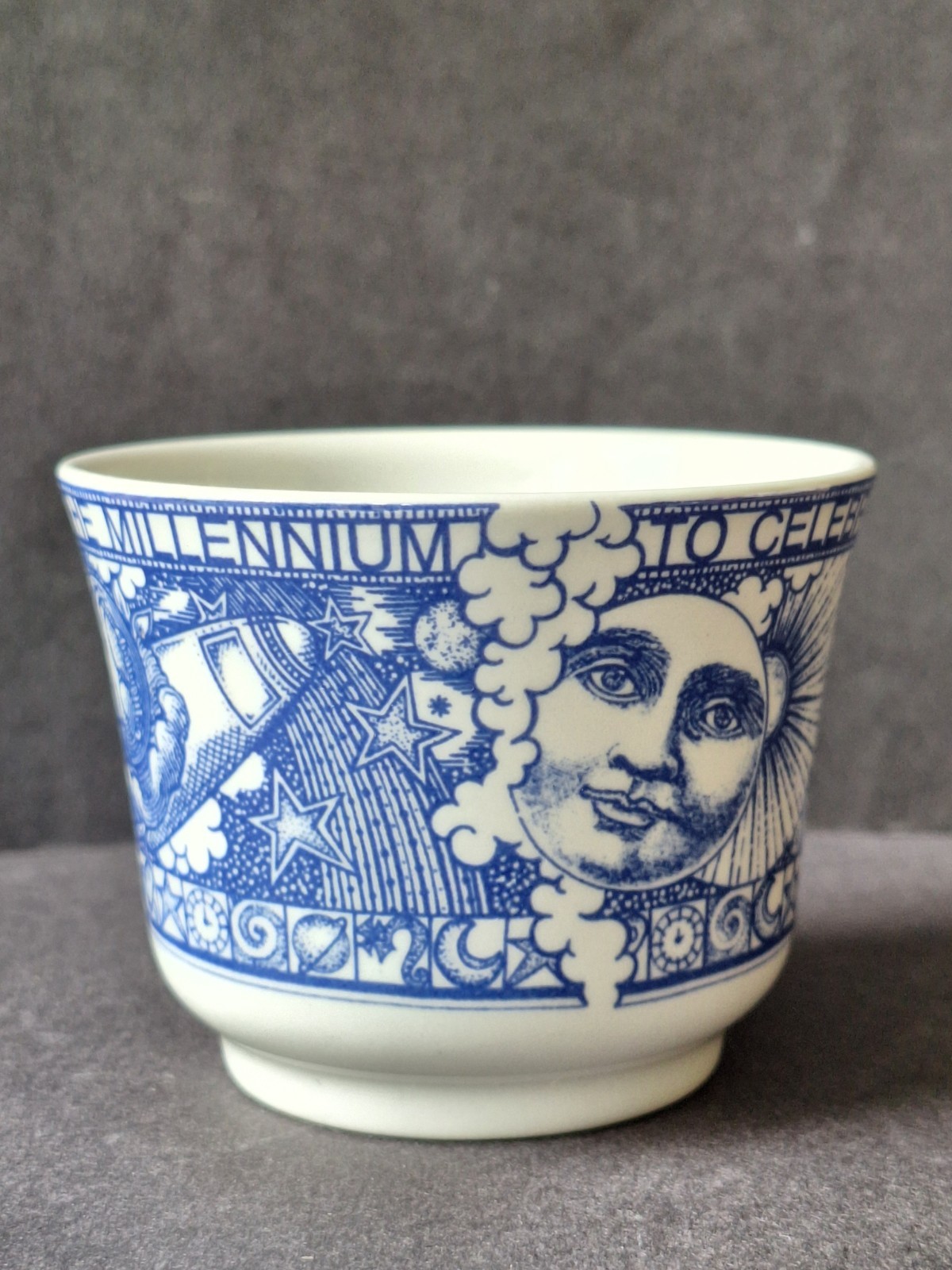 Vintage y2k Spode Celestial Millennium Year 2000 Blue & White Trinket Dish Bowl