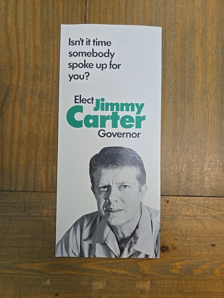 VINTAGE 1970 ELECT JIMMY CARTER GOVERNOR CAMPAIGN BROCHURE TRI-FOLD PAMPHLET
