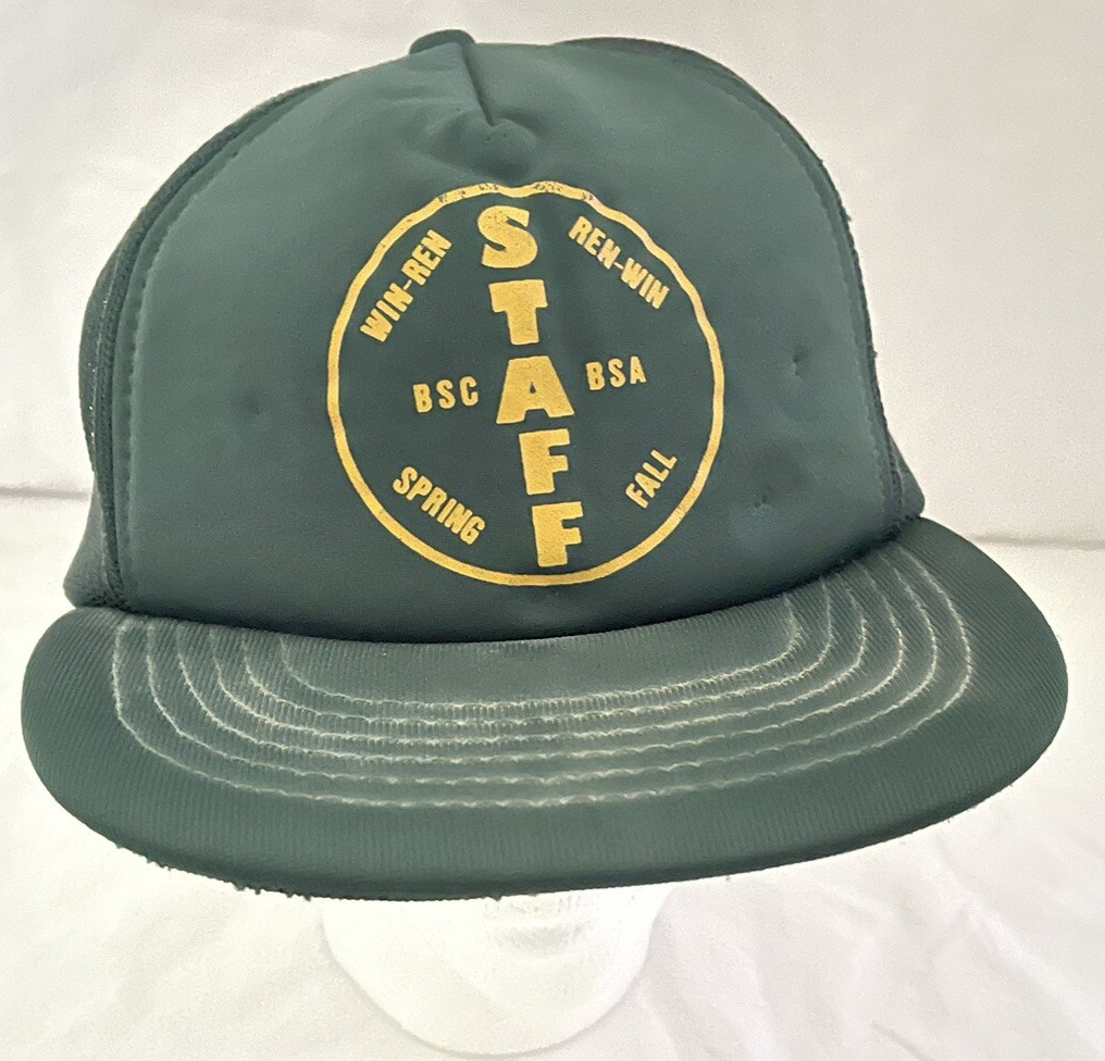 VTG BSA BSC Boy Scouts America Canada Adj Snapback Trucker Hat Green Mesh VTG BSA BSC Boy Scouts America Canada Adj Snapback Trucker Hat Green Mesh