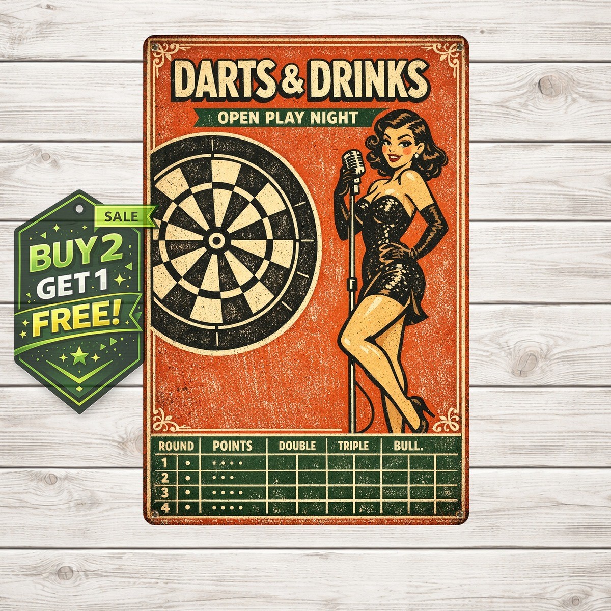 Retro Darts Decor Vintage Metal Tin Sign 8x12 Wall Plaque