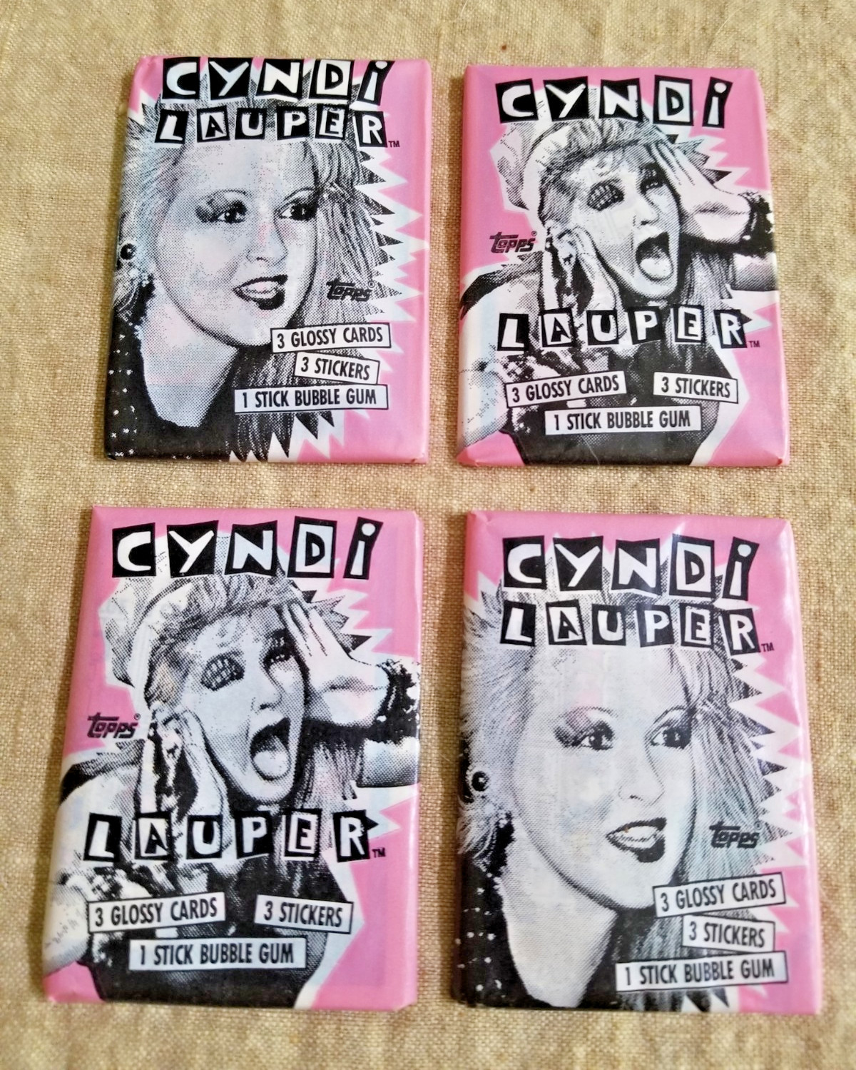 Cyndi Lauper - Girls Just Want to Have Fun - Card/Stickers Pack - Lot of 4 Packs