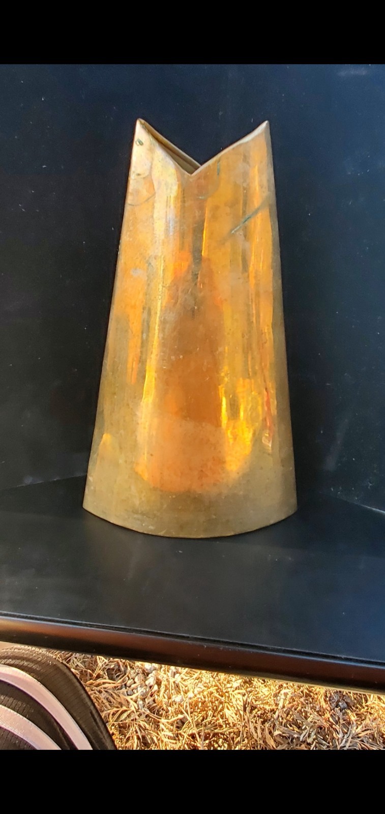 Vintage MCM  Modernist James Johnston 13” Art Brass Vase Vessel