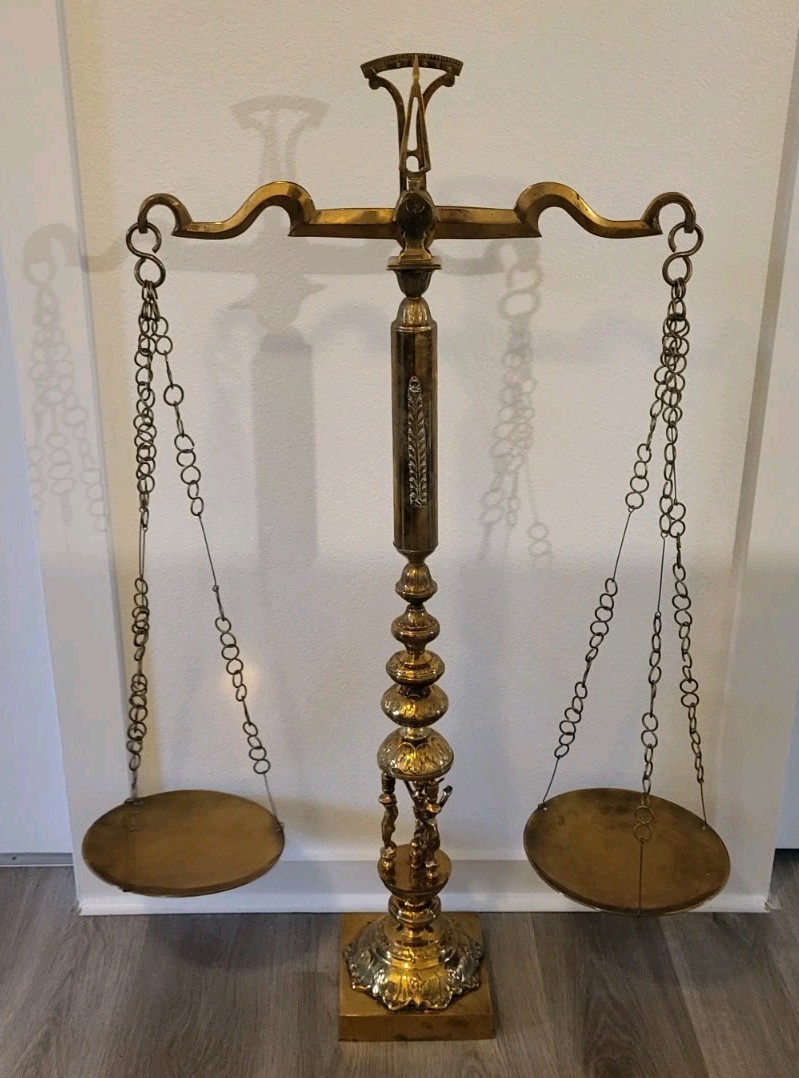 VTG MCM ANTQ • Rare • Lawyers Scales Of Justice • 3 Cherub • 90% Brass • 46\