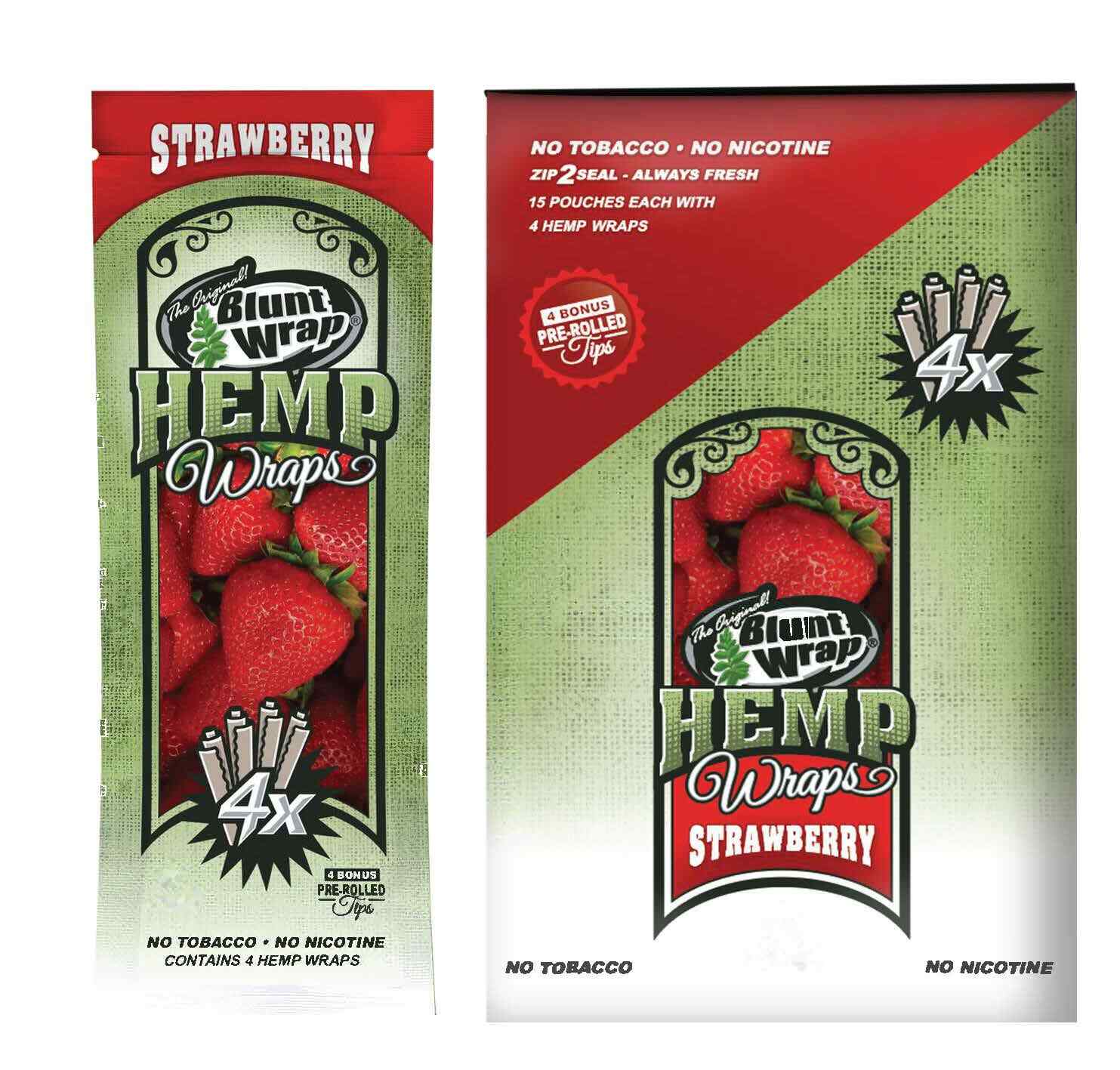 The Original B Wrap Rolling Paper Strawberry Flavor 60 Wraps + Tips FULL DISPLAY