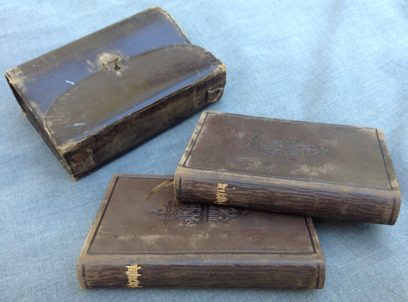 Antique Pocket Bible Protestant Episcopal Church Prayer & Hymnal In Leather Case
