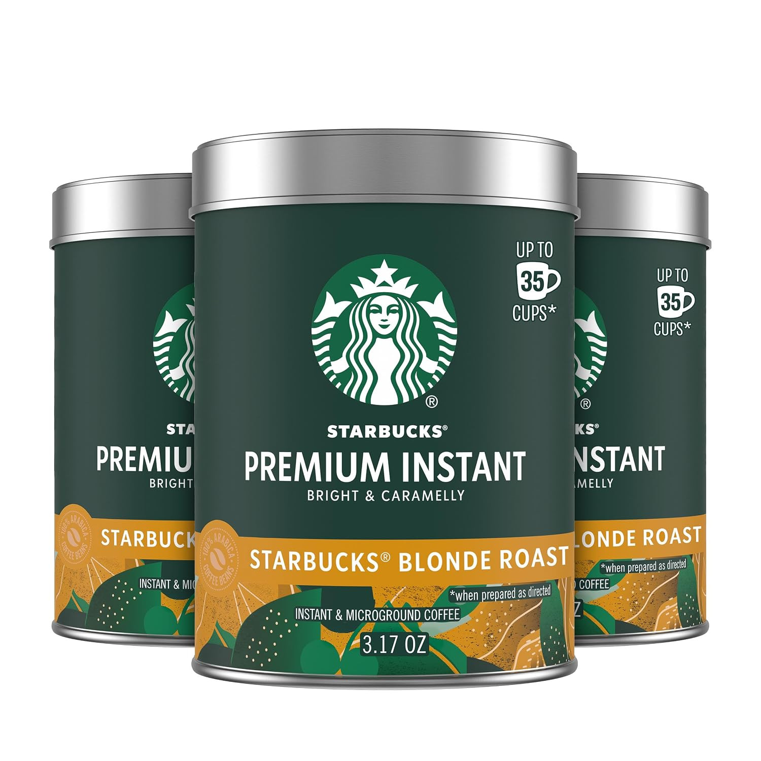 Starbucks Premium Instant Coffee Blonde Roast, 3 Tins 3.17 Ounces