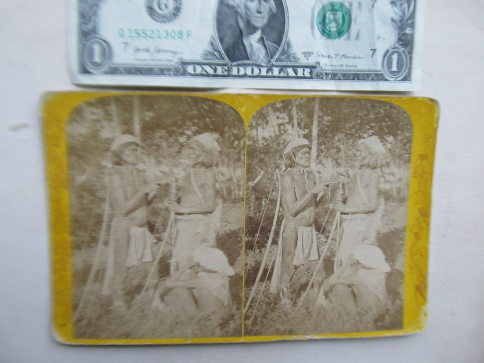 Rare 1874 Stereo Photo, MO-A-PA-RI-ATS Colorado Valley Native Americans, WEAPONS
