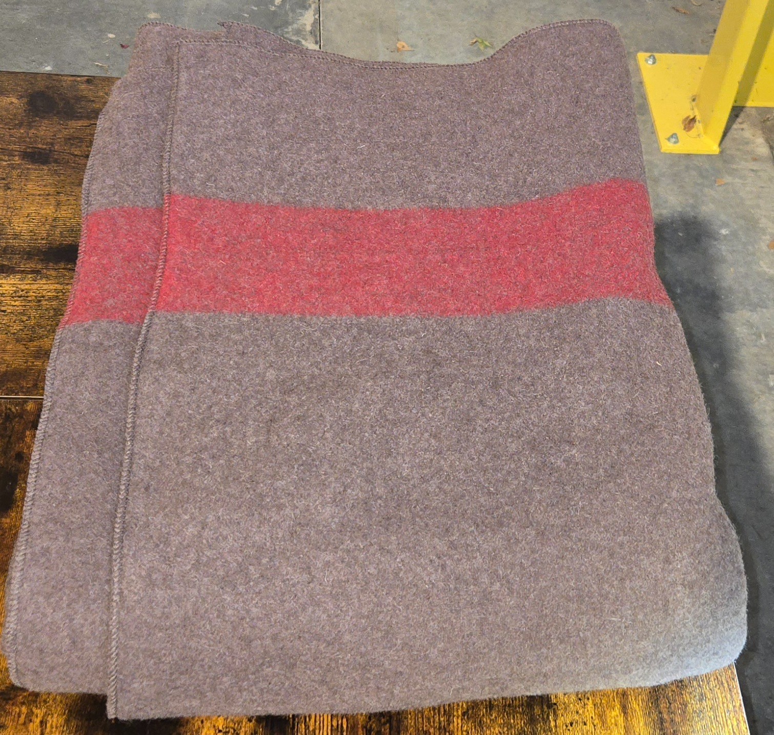 100% Wool Blanket Gray/Brown with Red Stripe Civil War Rev War Mountain Man