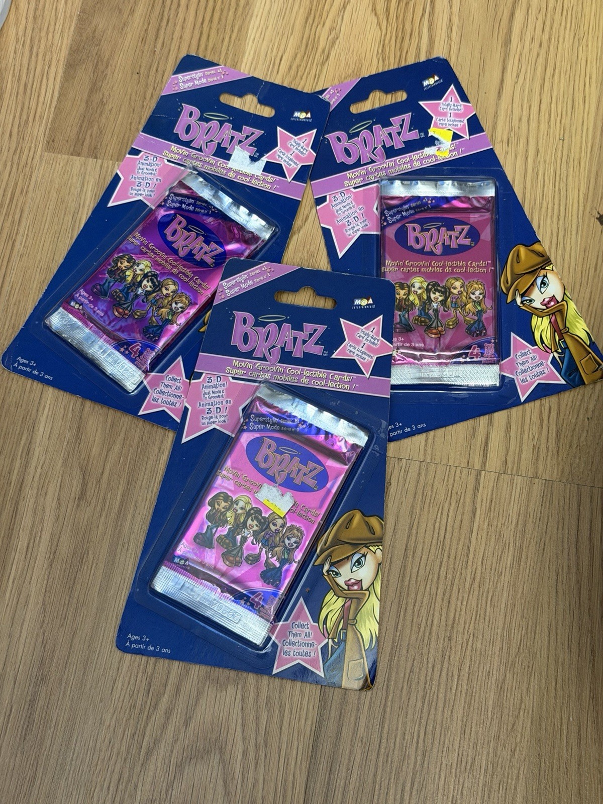3 Bratz Packs Movin' Groovin' Cool-lectible Cards MGA Superstylin' Series #1