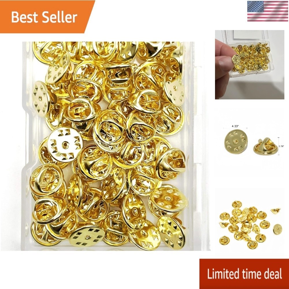 50PCS Lapel Pin Backs Replacement Brass Clutch Fasteners Gold