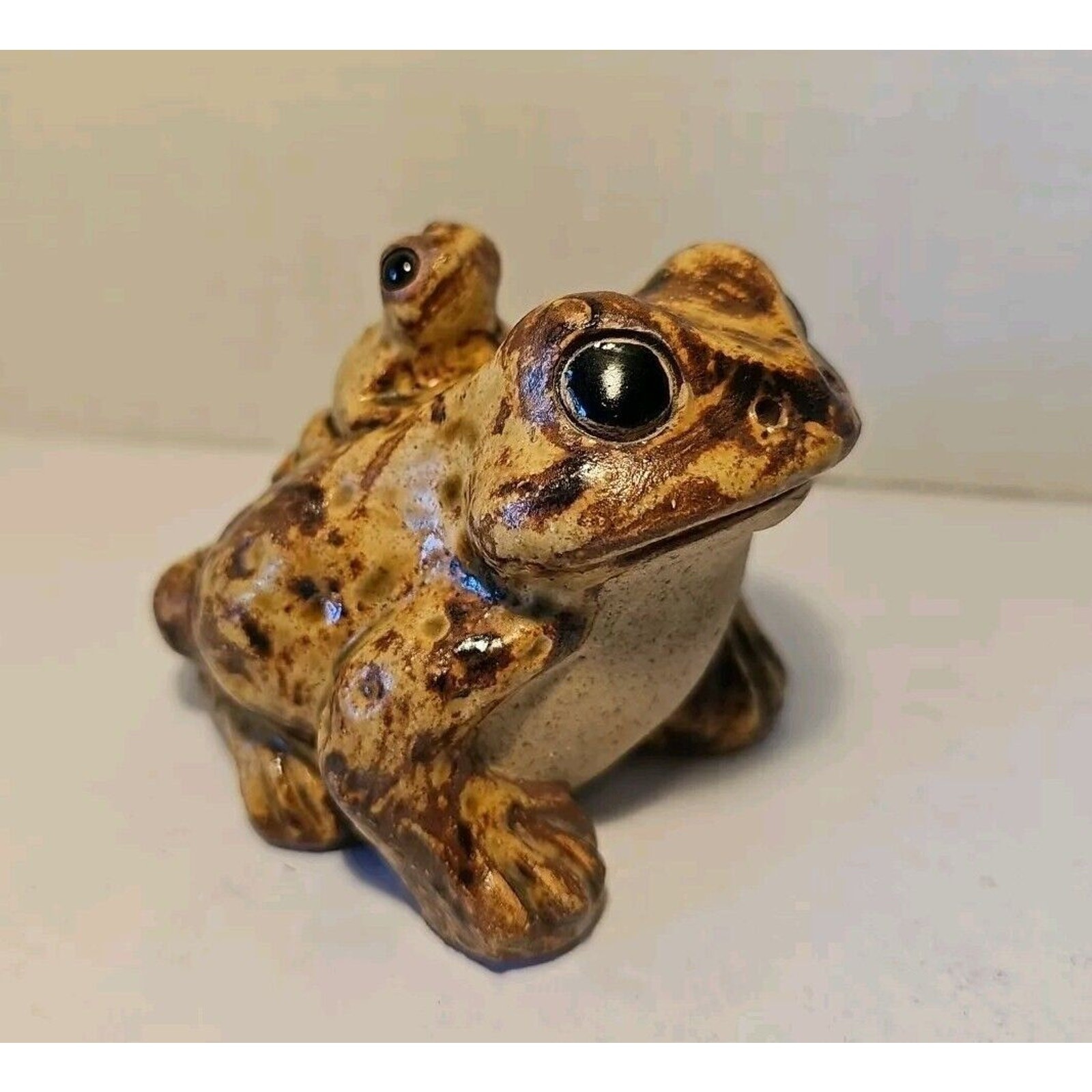 Vtg 1930\'s Shigaraki Ware Japan Frog Toad & Baby Realistic 3.75\