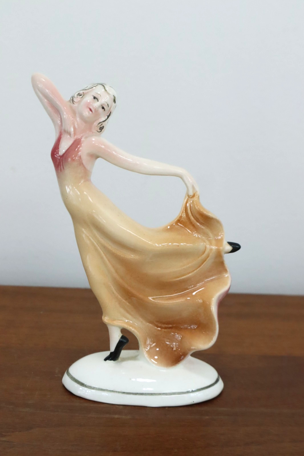 Antique Art Deco Porcelain Figurine Dancing Woman Girl Katzhutte 5\