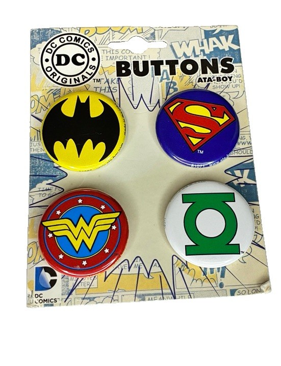 DC Comics Originals Button Set 4 Pc Batman Superman Wonder Woman Green Lantern