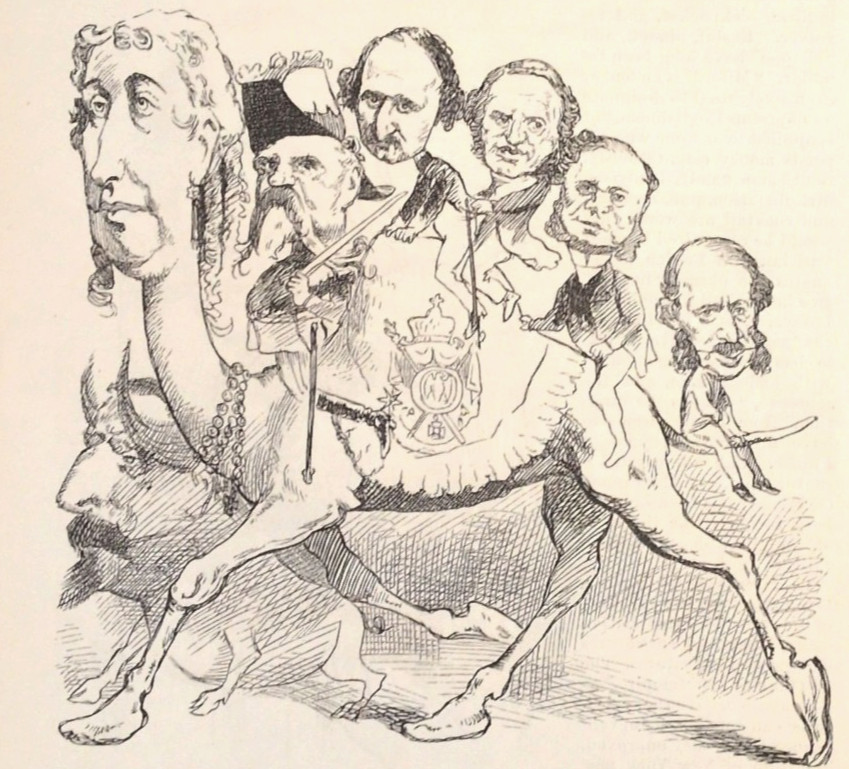 1875 French Caricature Antique Magazine Article Engravings Art Humor Vintage