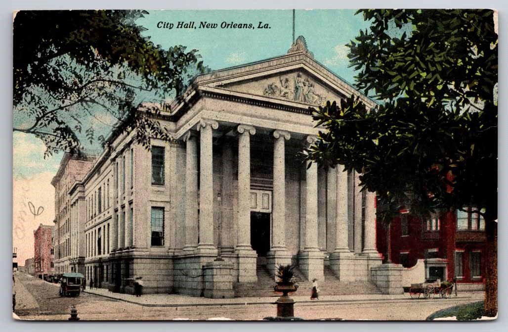 City Hall Building Horse Carriage New Orleans Louisiana LA Postcard
