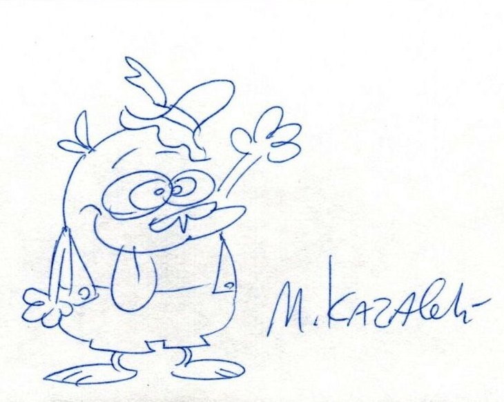 Very Rare MIKE KAZALEH Autograph Signed REN & STIMPY Sketch Drawing Cousin Sven Very Rare MIKE KAZALEH Autograph Signed REN & STIMPY Sketch Drawing Cousin Sven