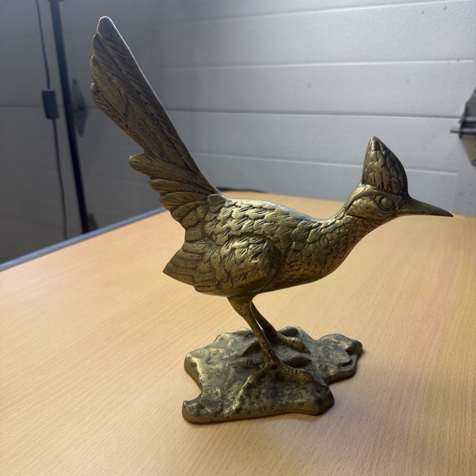 Vintage Mid Century Brass Roadrunner Large Roadrunner Bird Figure Southwest