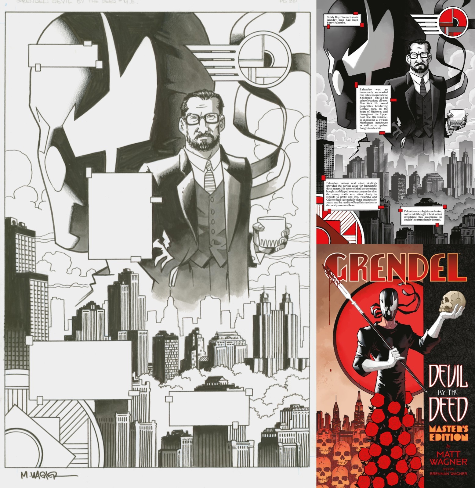 Matt Wagner Signed Grendel Devil by the Deed Master Edt Original Splash Page Art