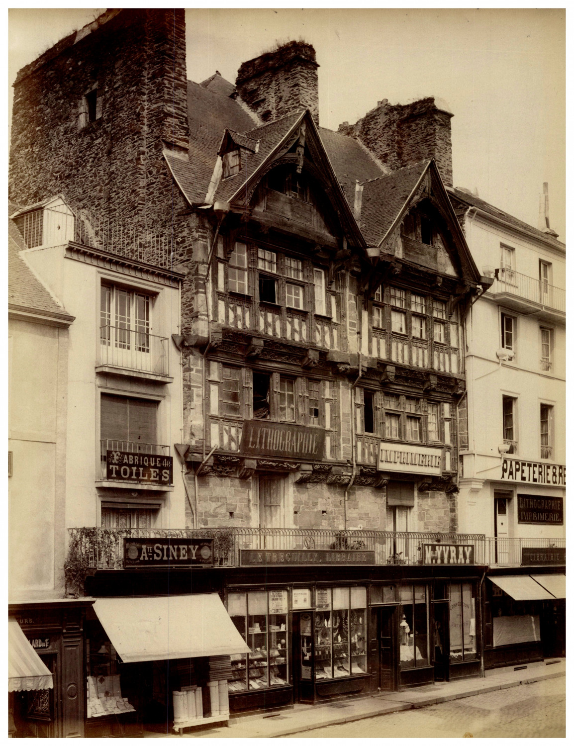 France, Saint Lo, La Maison Dieu Vintage Print, Albumen Print 27.5x21 