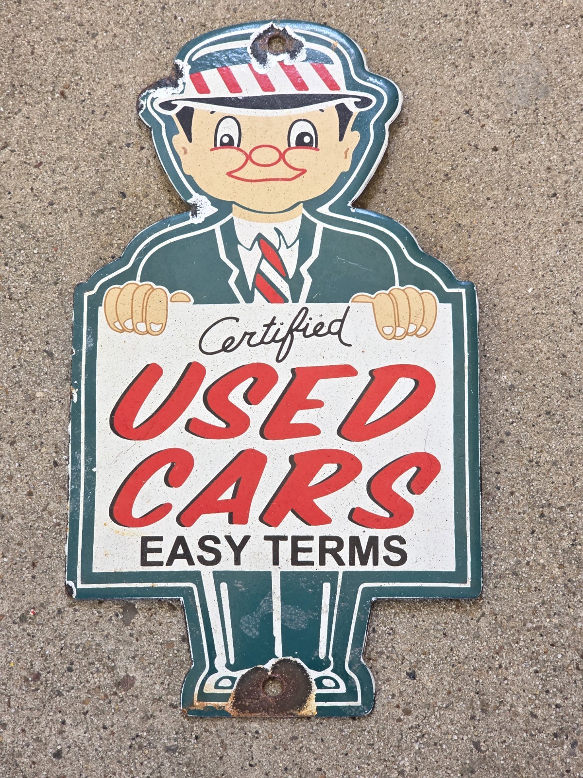 VINTAGE CERTIFIED USED CARS PORCELAIN SIGN GAS  MOTOR OIL AUTO SALES 10