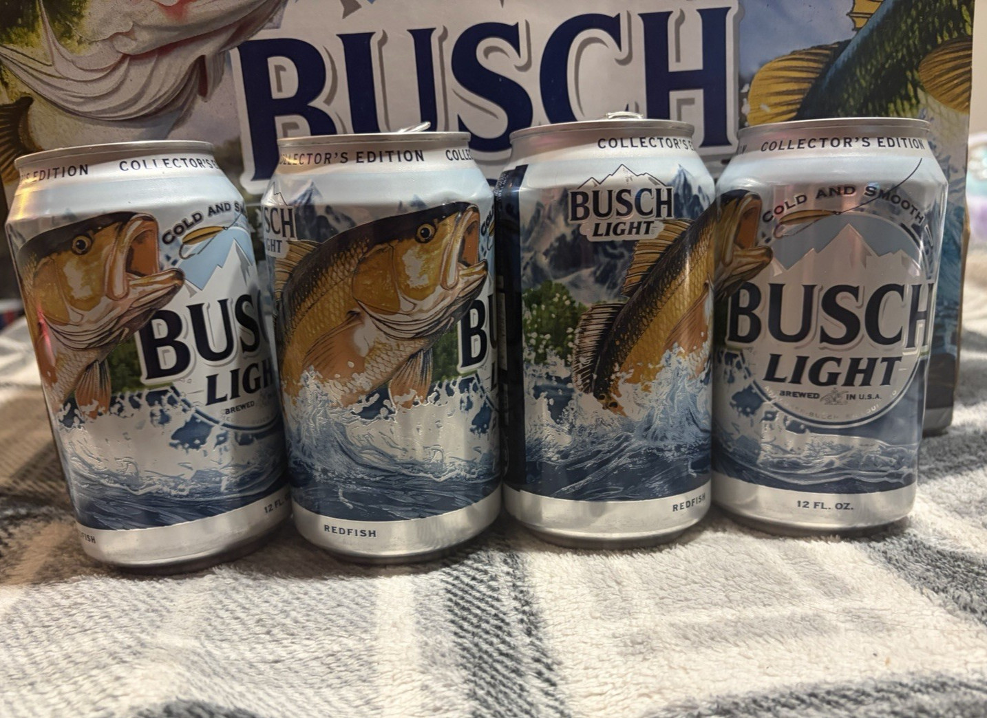 2026 Busch Light Limited Collectors Edition Redfish Beer Cans Lot of 4 Empty