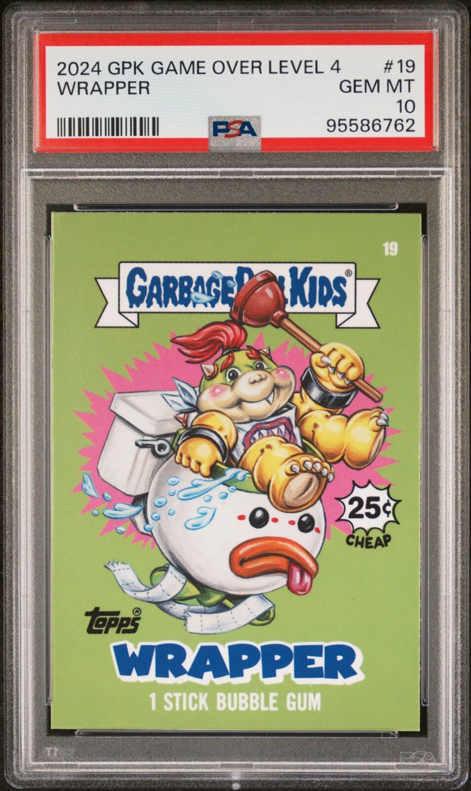 2024 Garbage Pail Kids Game Over Level 4 WRAPPER CARD 19 PSA 10 Bowser/Jr POP-3