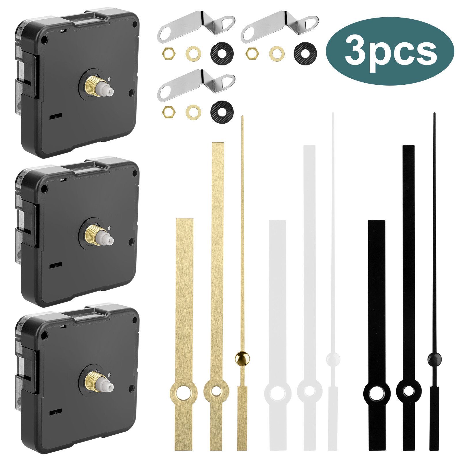 3pcs DIY Wall Quartz Clock Movement Mechanism Replacement Repair Tool Parts Kit
