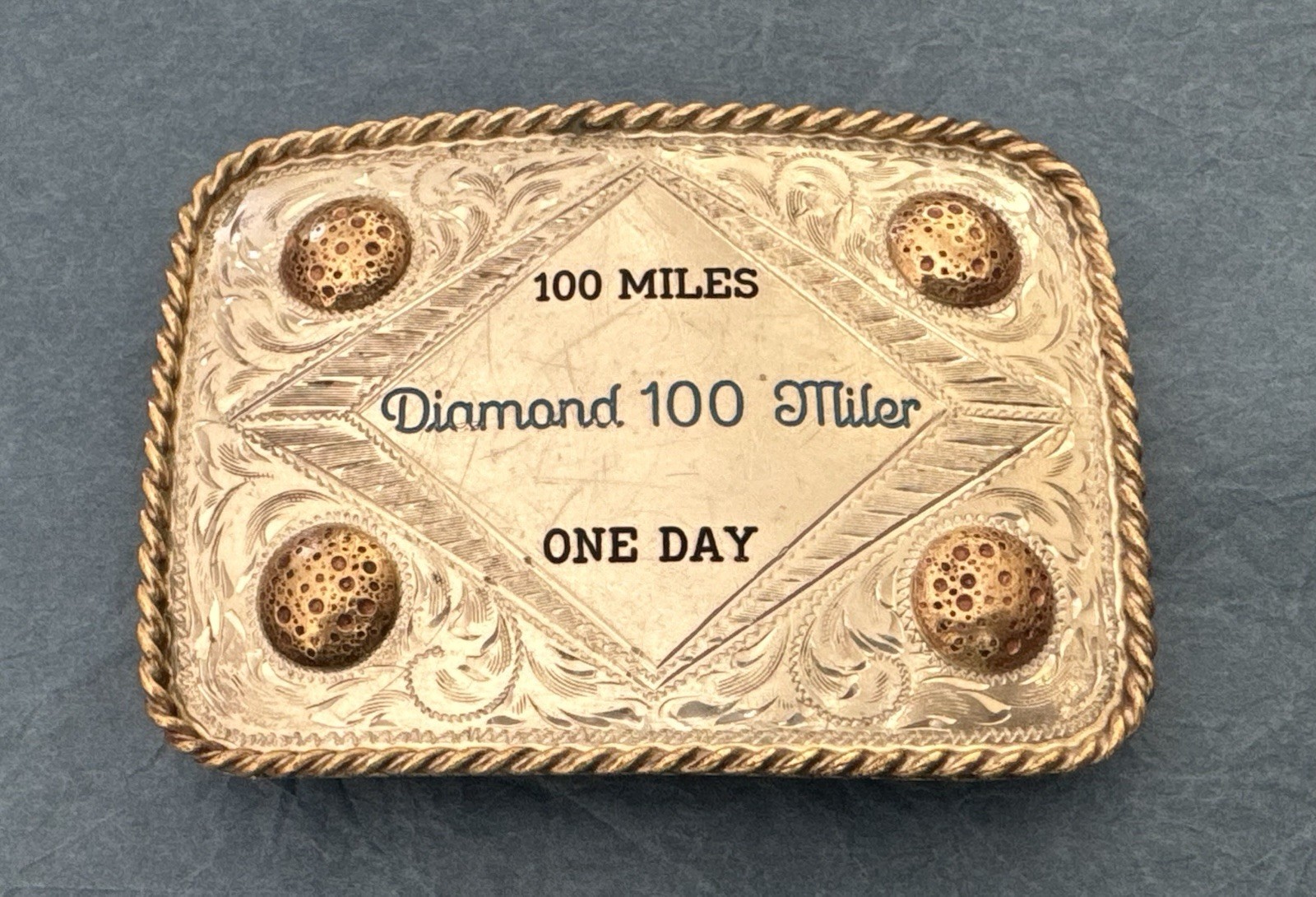 VTG RARE Diamond 100 Miler Equestrian Endurance Race Sterling Silver Belt Buckle