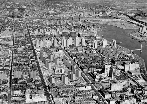 Airview of housing development in Harlem Historic Old Photo