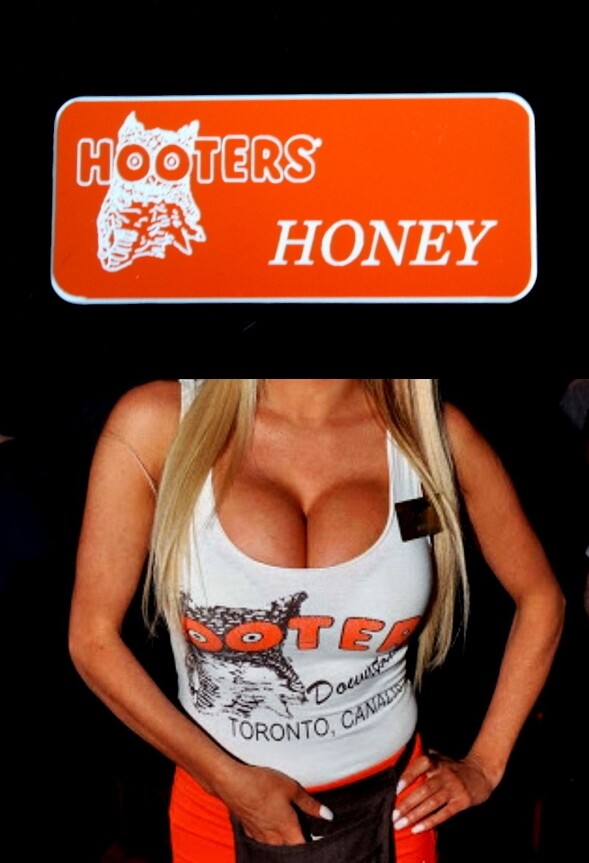 Hooters Uniform Honey Name Tag Pin Back Dress Up Role Play Lingerie bartender nw