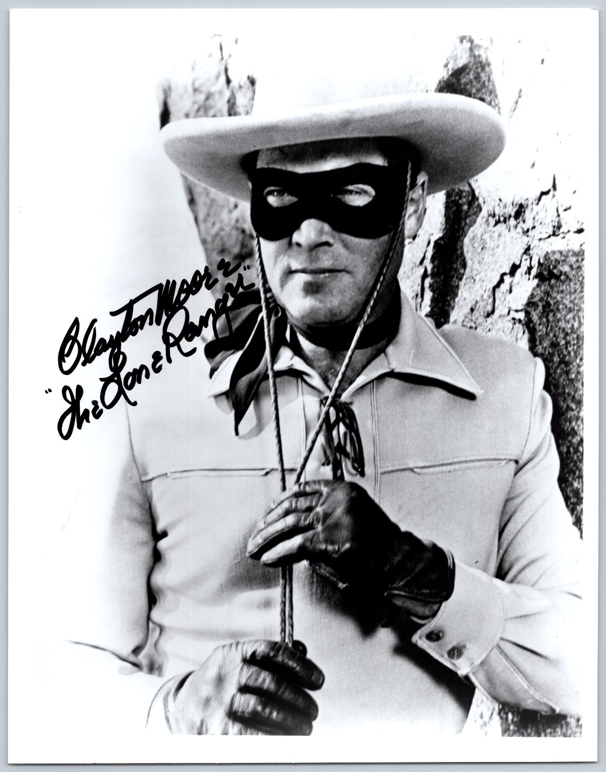 Clayton Moore The Lone Ranger Autographed Photo Vintage Western Actor 8x10