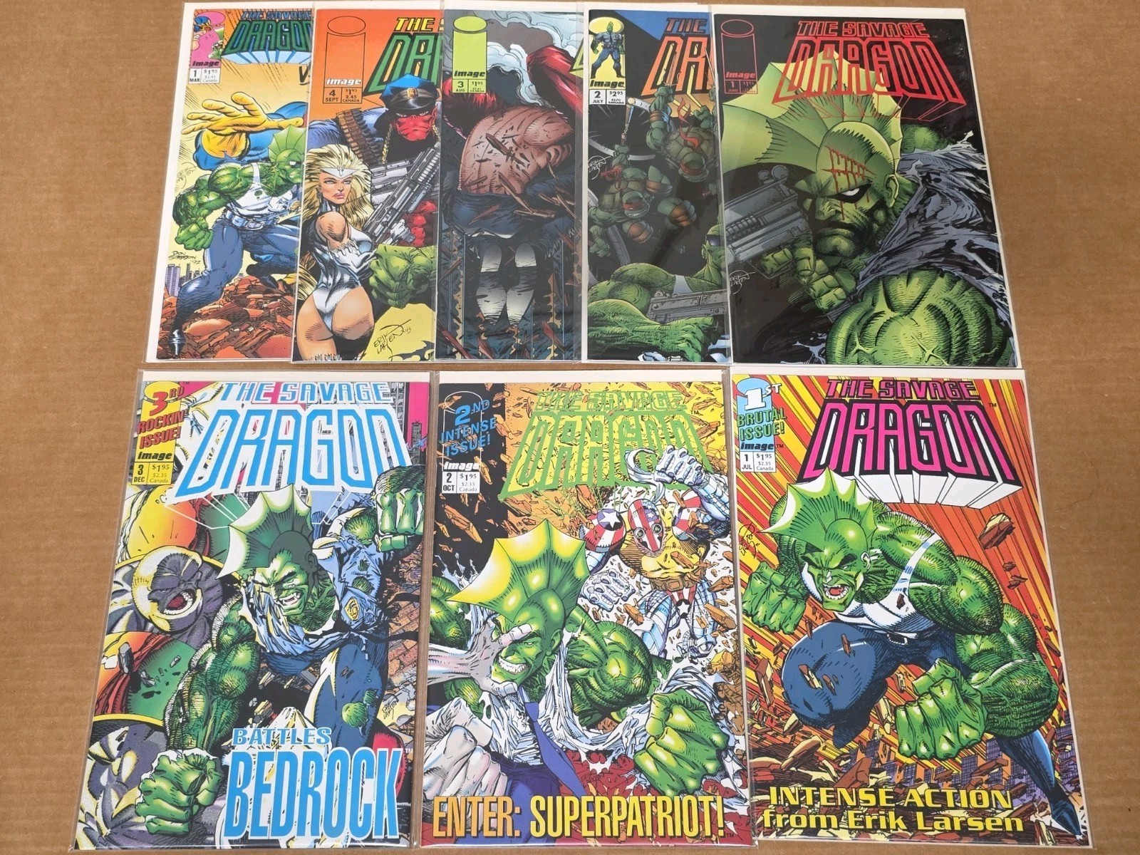 8x SAVAGE DRAGON #1-3 FULL SET + 1-4 VS. The Megaton Man #1 KEYS NM