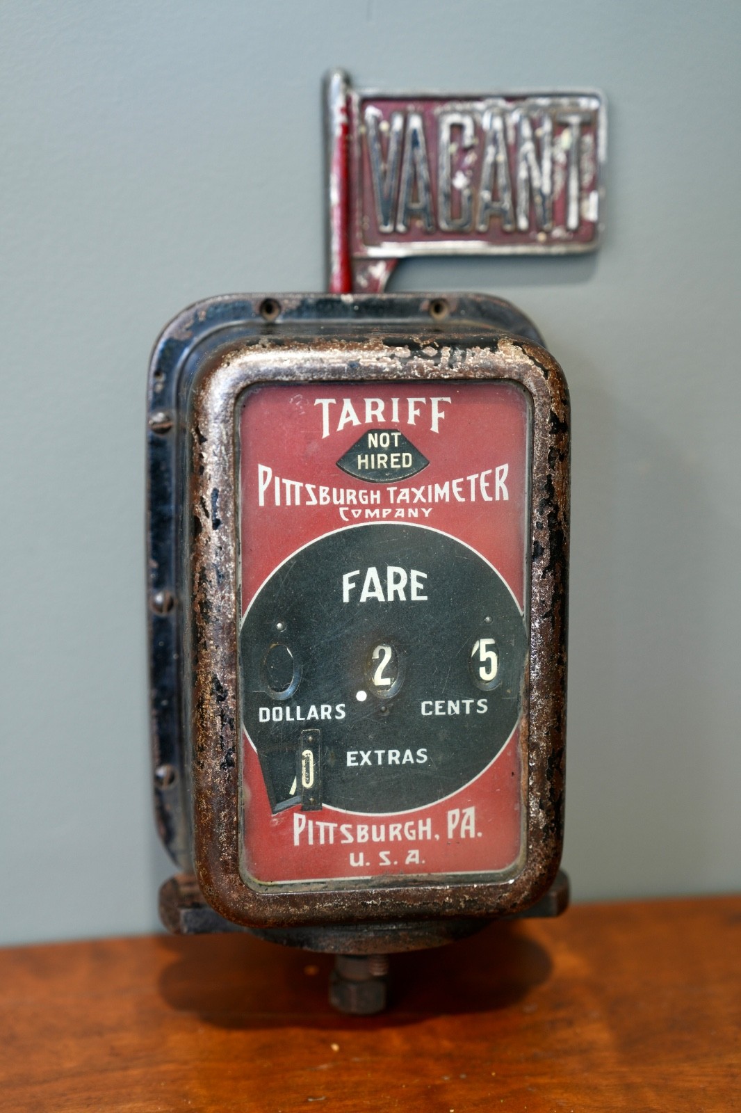 Vintage Taxi Cab Car Fare Meter Taximeter Cast Iron Pittsburgh 1940s Antique