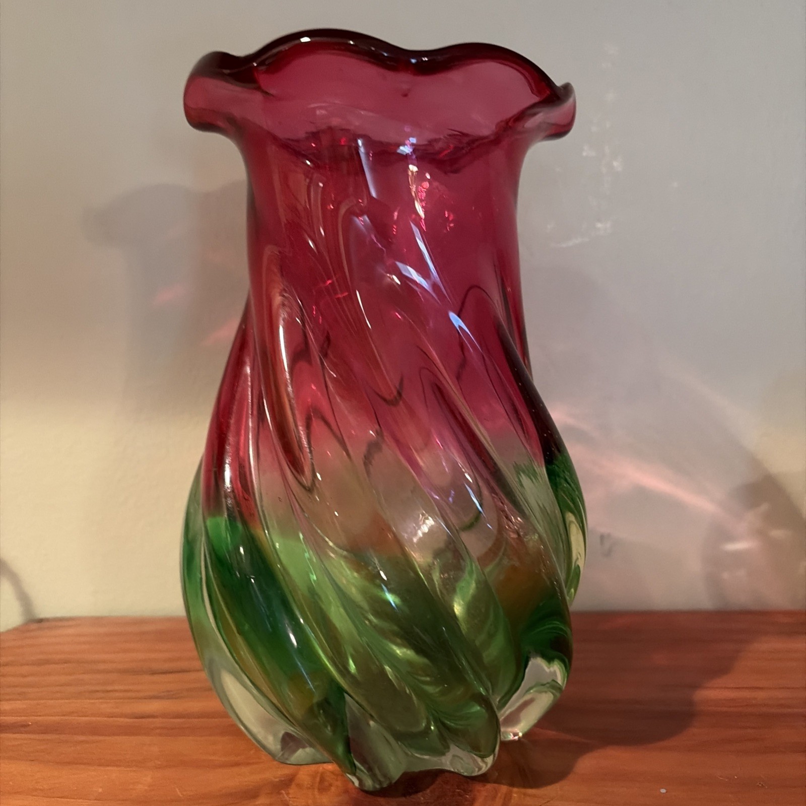 Vintage Teleflora Hand Blown Glass Watermelon Vase