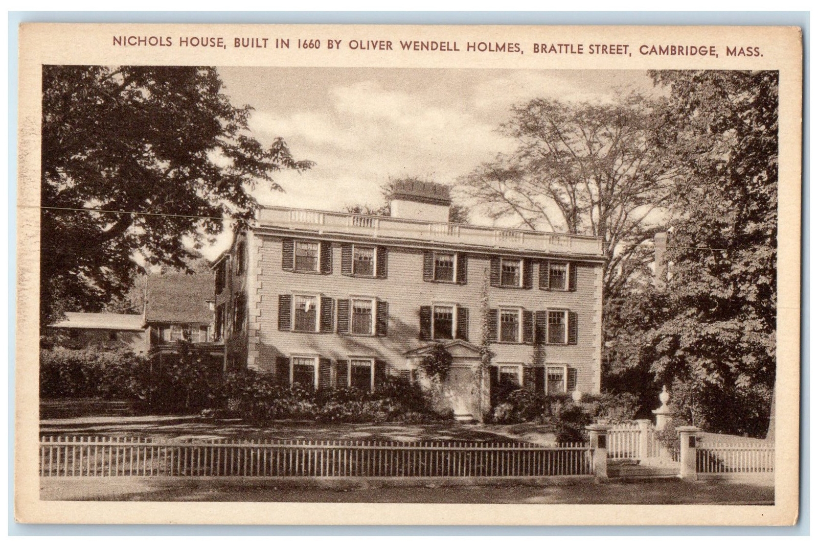 c1940s Nichols House Brattle Street Cambridge Massachusetts MA Unposted Postcard