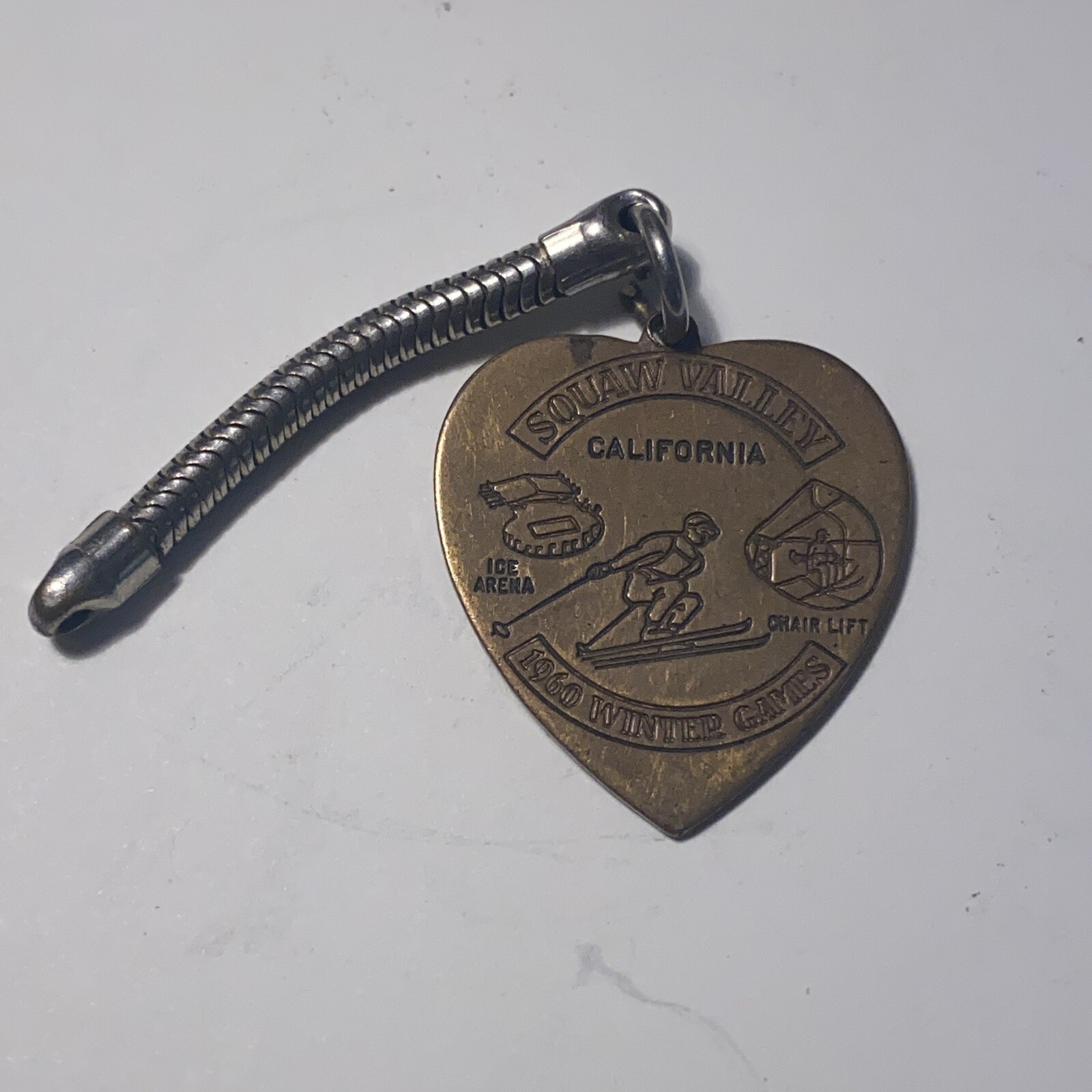 Squaw Valley California 1960 Winter Games Souvenir Metal Keychain Squaw Valley California 1960 Winter Games Souvenir Metal Keychain