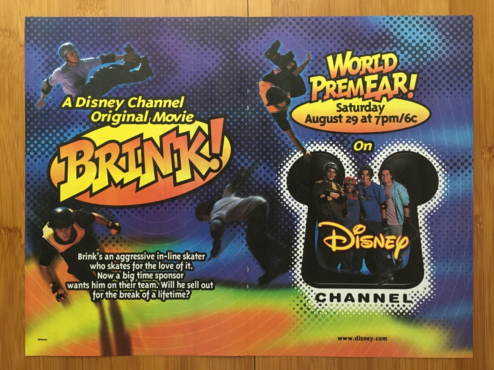 1998 Brink Movie Vintage Print Ad/Poster Disney Channel Rollerblading Skate Art