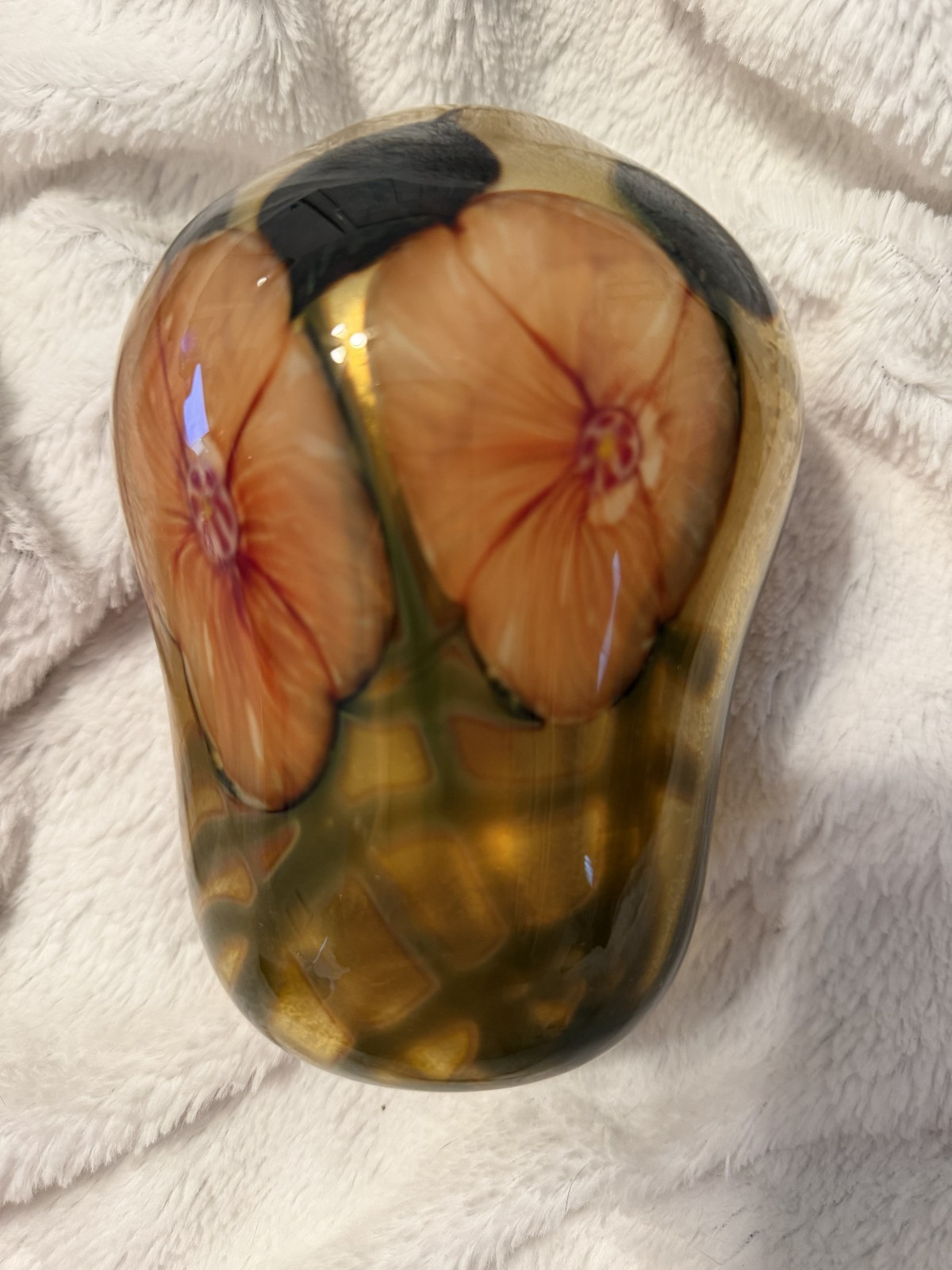 Charles Lotton Art Glass Floral Vase Signed Vintage Studio Glass 7\
