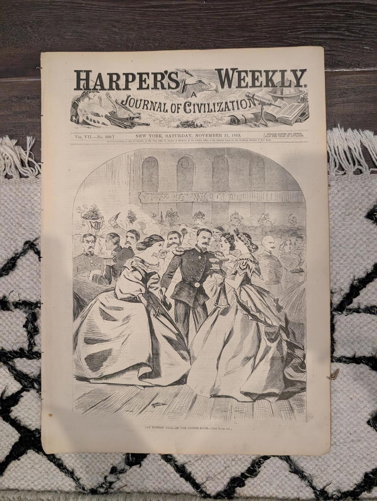 Harper’s Weekly November 21, 1863 – Winslow Homer Russian Ball Centerfold 