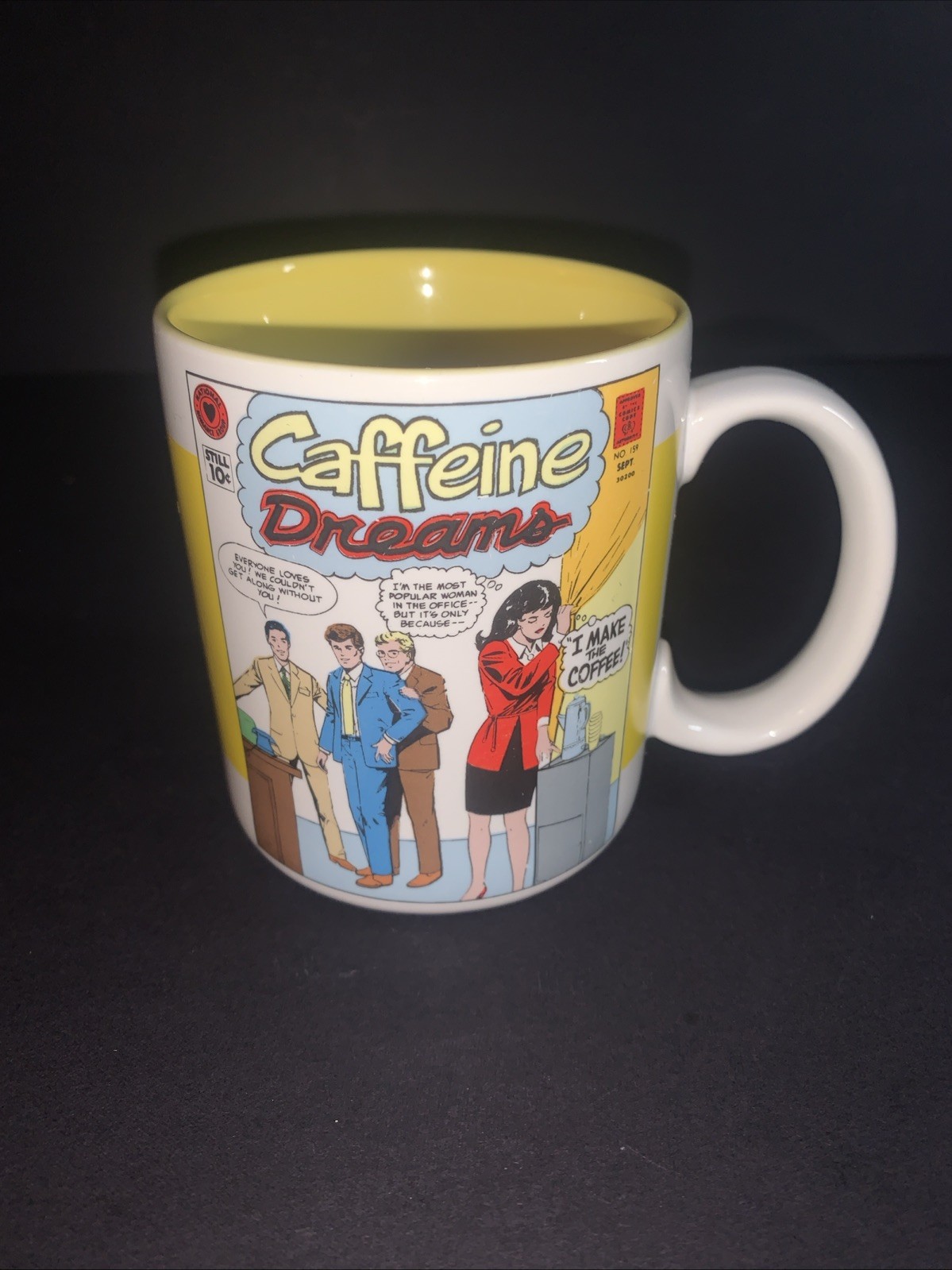 Vintage DC Comics Caffeine Dreams Comic book Art Mug 1985 Enesco 4’’ Tall RARE