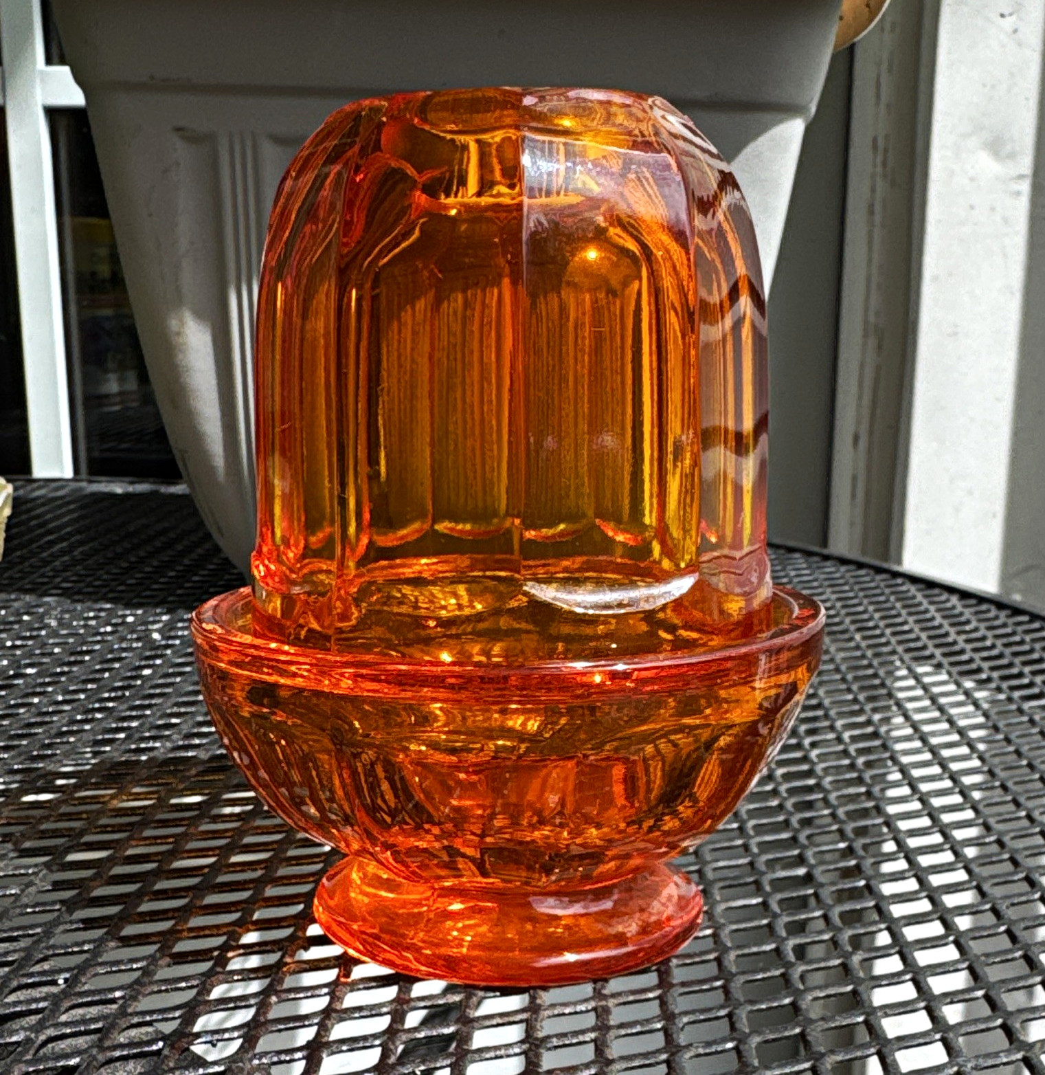 Vintage Viking Arlington Orange Glass Fairy Lamp Candle Holder