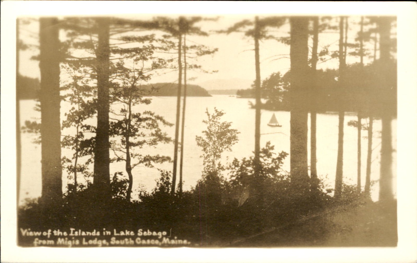 South Casco ME View of the Islands in Lake Sebago c1930s-40s Real Photo Postcard