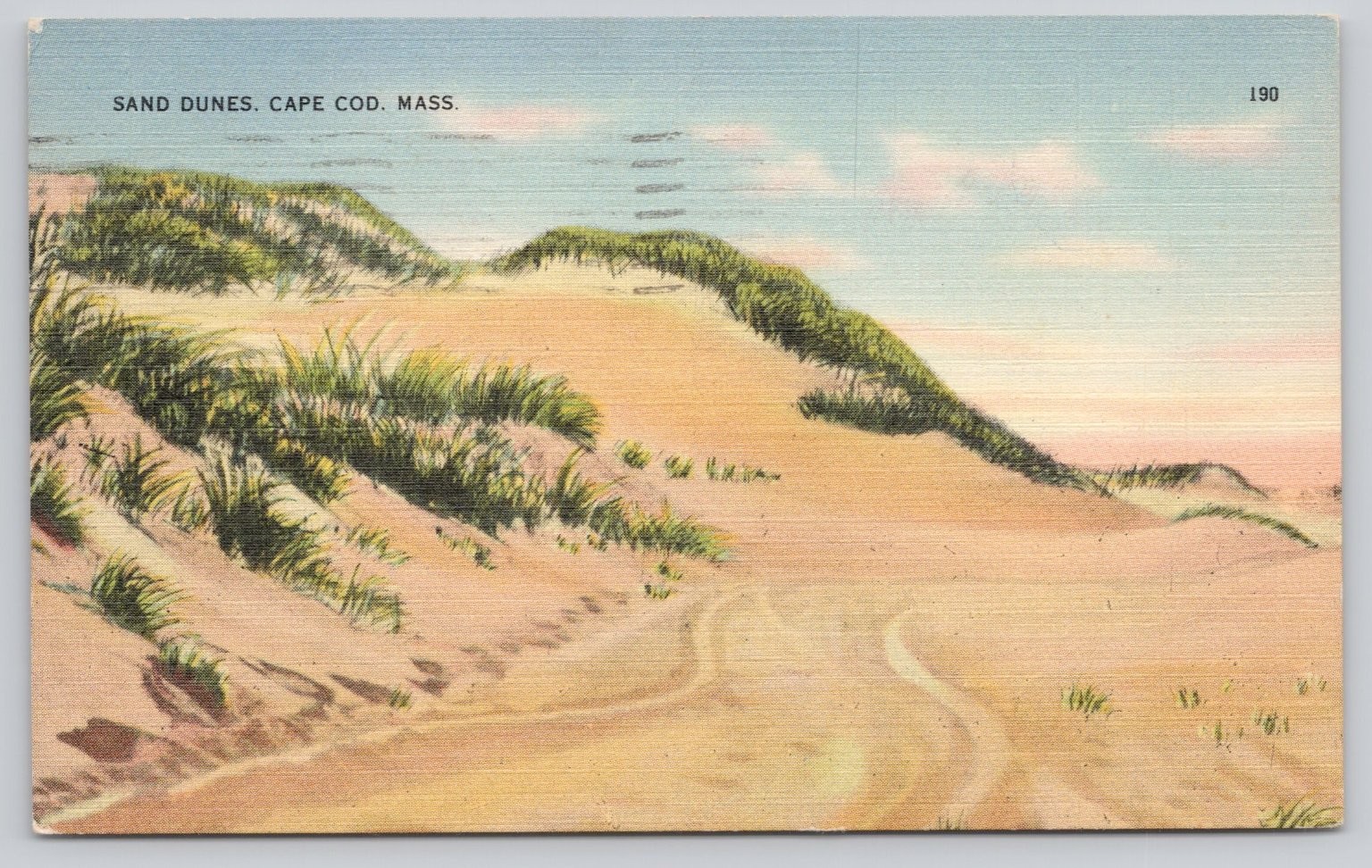 Vintage Linen Postcard Sand Dunes Cape Cod Massachusetts Tichnor 1947 Postmarked