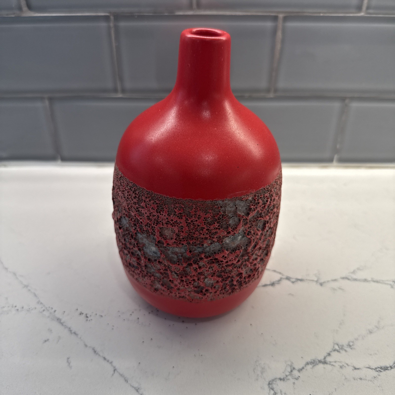 ADAM SILVERMAN Volcanic Lava Glaze Heath Ceramics 8”  Bud Vase, # 132, SIGNED