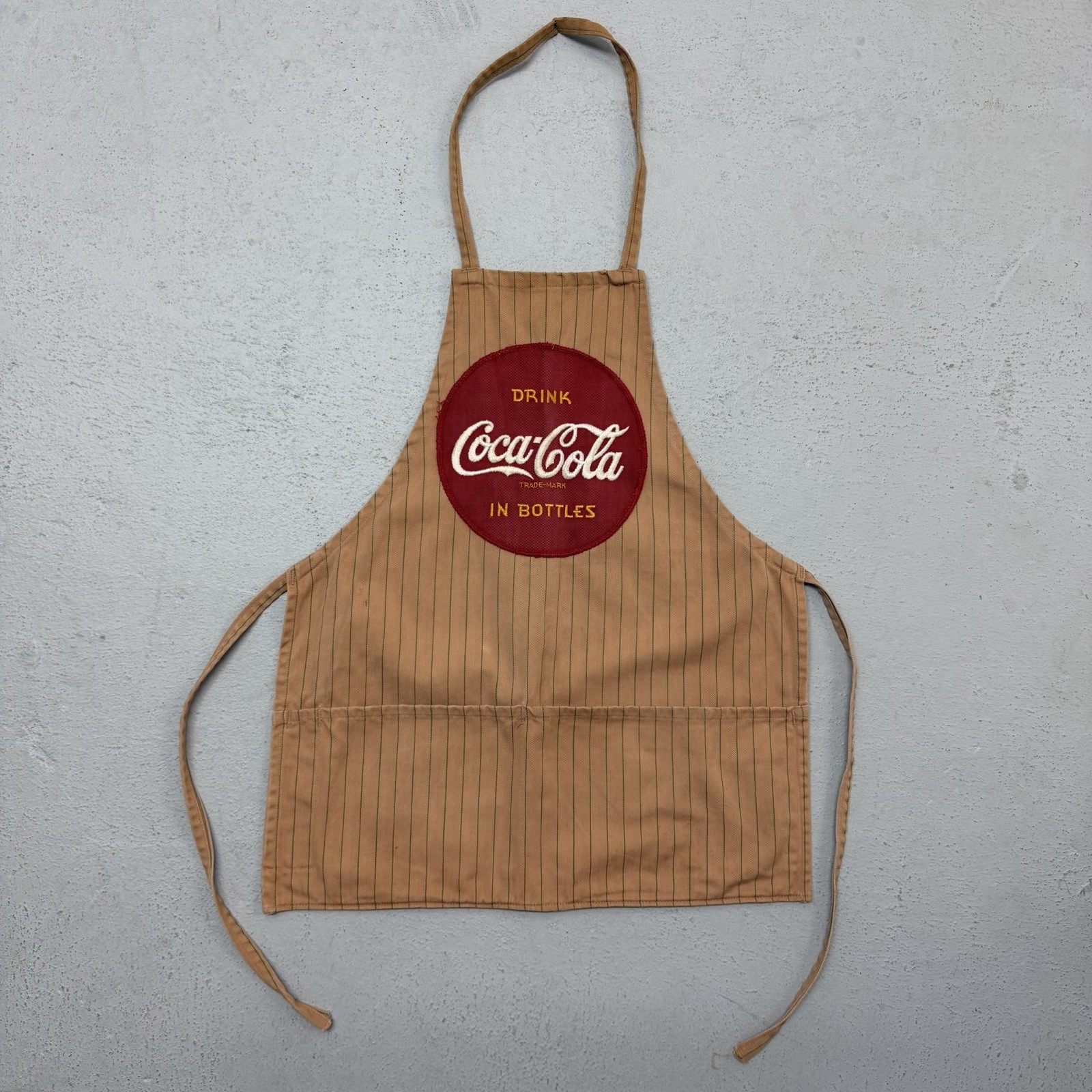 Vintage Coca Cola Apron Pinstripe Work Wear 50s 60s Patch Union Made USA Promo